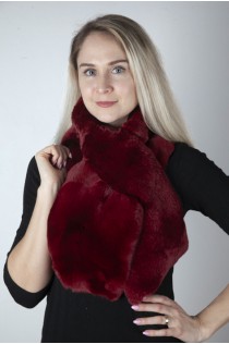 Red-Bordeaux rex fur scarf